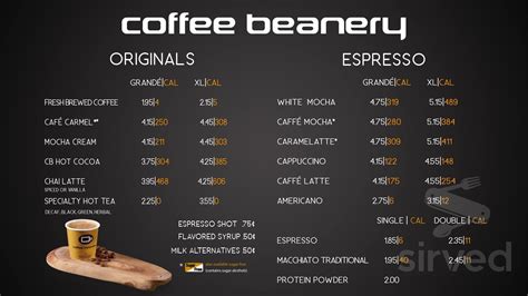 coffee beanery menu.